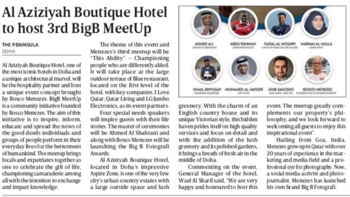 Al Aziziya Boutique Hotel to host 3rd BigB MeetUp