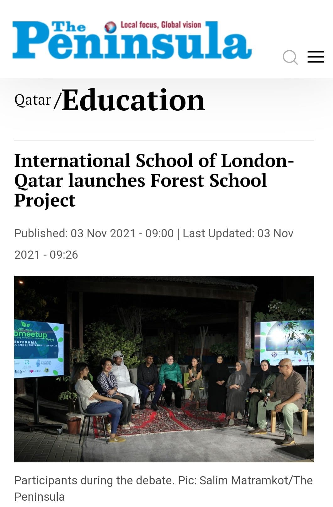 International School of London-Qatar launches Forest School Project