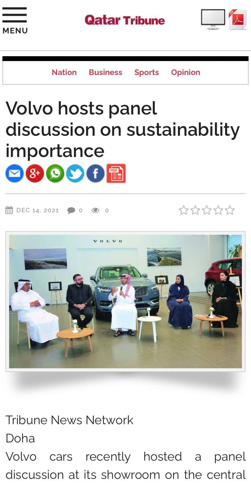 Volvo hosts panel discussion on sustainability importance