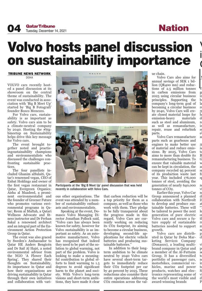 Volvo hosts panel discussion on sustainability importance
